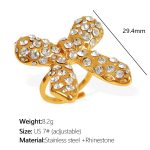 color: JZ90 White Rhinestone 7# Adjustable Gold Ring