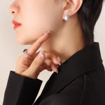 color: F638-Steel Color White Turquoise Earrings