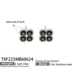 color: TXF225-Black Zircon Steel Color Earrings
