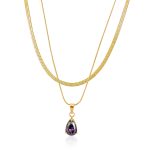 color: Drop Purple Red Zircon Necklace
