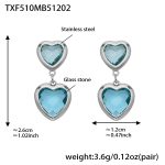 color: TXF510-Lake Blue Faceted Stone Steel Color Earrings