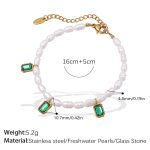 color: SL162GNG Green Stone Freshwater Pearl Bracelet