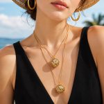 Personalized Long Stainless Steel 18K Gold Plating Little Bell Shape Lucky Ball Zircon Pendant Necklace Female Accessories