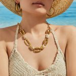 Resin Block Stitching Design Necklace Stainless Steel All-Match Retro Ornament Women