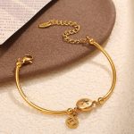 Simple All-Match Copper Coin Pony Bracelet Gold-Plated National Fashion Brand Women's Curved Brand Golden Bean Women's