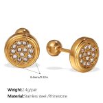 color: EH991WEG White Rhinestone Gold Stud Earrings