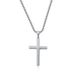 color: Fully Polished Cross Necklace Steel Color