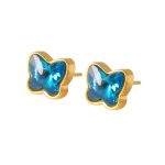 color: Blue Color Stone Gold Stud Earrings