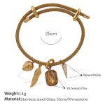 color: SL223GG Gold Cord Multi-charm Bangle