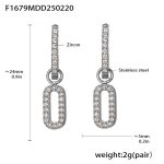 color: F1679-Steel Color Zircon Earrings