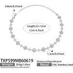 color: TXP599-White Zircon Steel Color Necklace 32+12cm