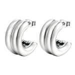 color: Cast C Shape Steel Color Earrings MS-055