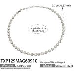 color: TXP129-Steel Color White Zircon Necklace -37+12cm