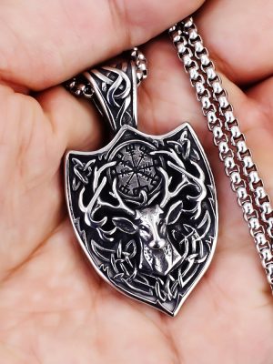 2026 New Accessories Personality Vintage Elk Men's Stainless Steel Pendant Necklace