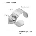color: A741-Steel Color Heart Open Ring / size: US 7