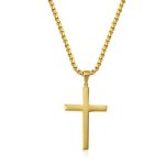 color: Fully Polished Cross Necklace Gold