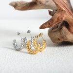 Casting Thread Earrings Large Circle Plated 18K Real Gold Irregular C- Shaped Stainless Steel Female Accessories
