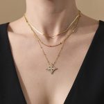 Super Flash Zircon Diamond-Shaped Small Flower Necklace Bracelet Ring Stainless Steel All-Match Suit Ornament Women