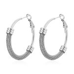 color: Large Half Mesh Lobster Clasp Earrings Steel Color