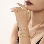 Stainless Steel Starry Four-Leaf PVD Gold-Plated Bracelet