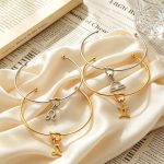 Minimalist Personality Twelve Constellation Gold and Silver Two-Color Knotted Bracelet Stainless Steel Opening All-Match Jewelry