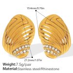 color: EH789WEG White Rhinestone Gold Earrings