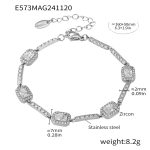 color: E573-Steel Color Long Cube Zircon Bracelet