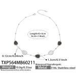color: TXP564-Steel Color Black & White Cat's Eye Stone Necklace