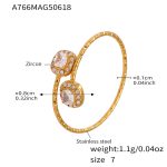 color: A766-Gold 5A Zircon Cube Ring / size: US 7