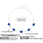 color: TXP564-Steel Color Sapphire Blue Cat's Eye Stone Necklace