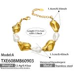 color: TXE608-A Style Shell Pearl Gold Bracelet -17.5+5cm