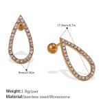 color: EH1022WEG White Rhinestone Gold Stud Earrings