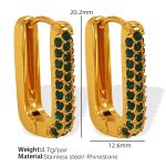color: EH315 Green Rhinestone Gold Earrings