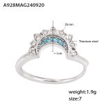 color: A928-Steel Color Moon Zircon Ring / size: US 7