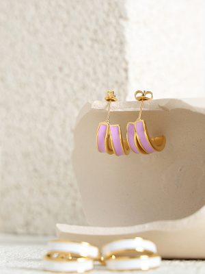 High-Grade Double-Layer Stitching Dripping Design Earrings Sweet Temperament Stainless Steel Female Stud Earrings Ornament