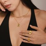 Devil's Eye Zircon Necklace Ring Stainless Steel 18K Electroplating Color Retention Ornament