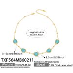 color: TXP564-Gold Lake Blue Cat's Eye Stone Necklace