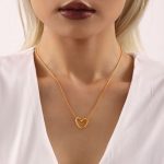 Irregular Heart Necklace Ear Stud Stainless Steel Jewelry Set Non-Fading Women's
