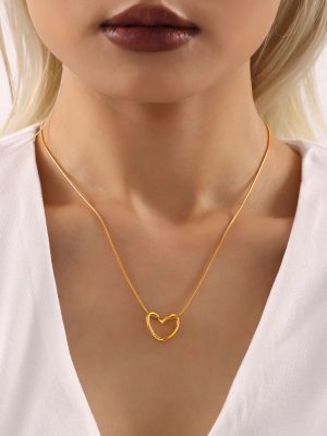 Irregular Heart Necklace Ear Stud Stainless Steel Jewelry Set Non-Fading Women's