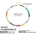 color: P918-E Style Natural Stone Disc Beads Freshwater Pearl Necklace -42.5+5cm