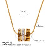 color: XL839WEG White Rhinestone Gold Necklace