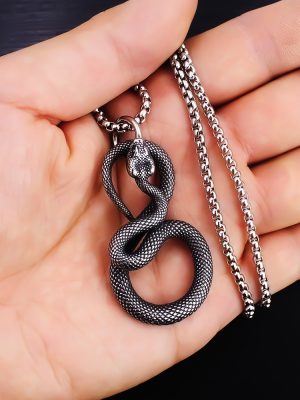 Ornament Street Cold Plate Snake-Shaped Stainless Steel Pendant Punk Necklace