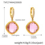 color: TXF274-Gold Pink Zircon Earrings