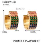 color: F651-Colorful Zircon Earrings -Large