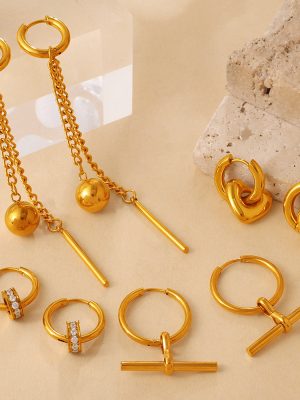 New Commuter Heart-Shaped Tassel Earrings Stainless Steel Delicate Bead-Set Diamond Geometric Temperament Ear Clip Earrings
