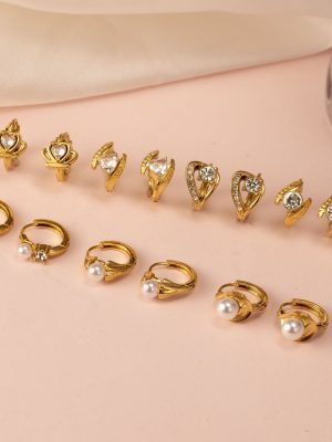 Inlaid Zircon Stainless Steel Ear Clip Women's Simple 18K Plated Earrings Earrings Advanced