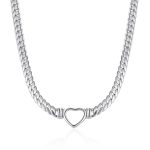color: Hand Polished Heart Necklace Steel Color
