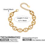 color: TXE569-Gold Zircon Bracelet 17+5cm