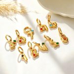 Sweet Cool Colorful Rhinestone round Three-Dimensional Digital Pendant Stainless Steel Plated 18K Gold DIY Accessories