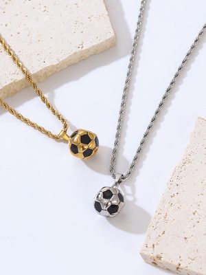 INS Sports Personalized 304 Stainless Steel Football Necklace Men's Creative World Cup All-Matching Women